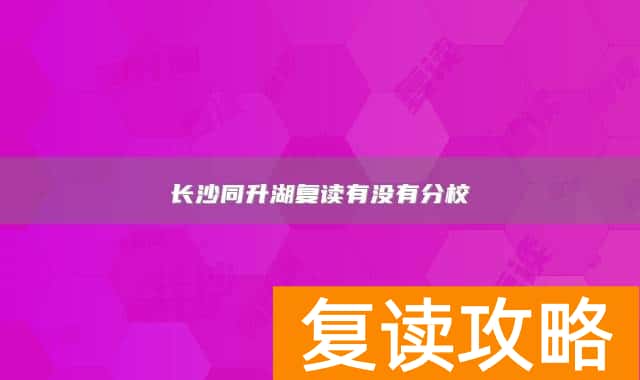 长沙同升湖复读有没有分校